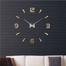 Camera da letto Decorazione della casa Orologio senza cornice 3D Specchio grande adesivo da parete fai da te Orologio muto, dimensioni: 100 * 100 cm (oro)