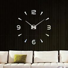 Camera da letto decorazione della casa orologio senza cornice 3D specchio grande adesivo da parete fai da te orologio muto, dimensioni: 100 * 100 cm (argento)