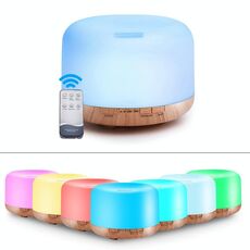 T500 Telecomando Modello in legno Umidificatore d'aria Spruzzatore automatico di alcol Diffusore di olio essenziale Diffusore di nebbia ad ultrasuoni Diffusore di aromi ad ultrasuoni Atomizzatore LED a colori, Capacità: 500 ml, DC 24V, Spina USA