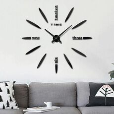 Camera da letto Home Decor Grande specchio 3D Orologio adesivo da parete fai da te, dimensioni: 100 * 100 cm (nero)