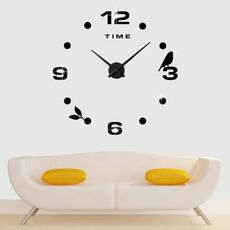 Camera da letto Home Office Decorazione Frameless Adesivi murali con superficie a specchio 3D fai da te di grandi dimensioni Orologio silenzioso, dimensioni: 100 * 100 cm (nero)