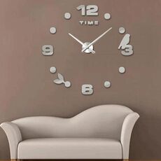 Camera da letto Home Office Decorazione Frameless Adesivi murali con superficie a specchio 3D fai da te di grandi dimensioni Orologio silenzioso, Dimensioni: 100 * 100 cm (Argento)