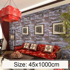 Mica Brick Creativo 3D Stone Brick Decorazione Carta da parati Adesivi Camera da letto Soggiorno Parete Carta da parati impermeabile Rotolo, Dimensioni: 45 x 1000 cm