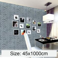 Mattone grigio mediterraneo Creativo 3D Decorazione in mattoni di pietra Carta da parati Adesivi Camera da letto Soggiorno Parete Carta da parati impermeabile Rotolo, Dimensioni: 45 x 1000 cm
