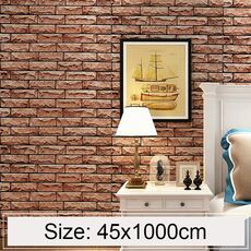 Artisan Brick Creativo 3D Stone Brick Decorazione Carta da parati Adesivi Camera da letto Soggiorno Parete Carta da parati impermeabile Rotolo, Dimensioni: 45 x 1000 cm