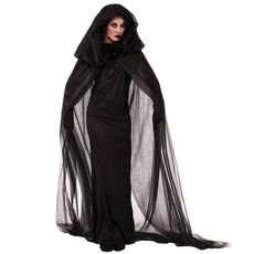 Costume di Halloween Night Wandering Soul Ghost Dress Abito da strega Nightclub Rave Party Service, Taglia: M, Busto: 76-90 cm, Vestiti lunghi: 148 cm, Lunghezza mantello: 220 cm