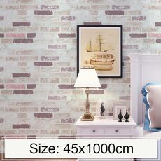 Color Brick Creativo 3D Stone Brick Decorazione Carta da parati Adesivi Camera da letto Soggiorno Parete Carta da parati impermeabile Rotolo, Dimensioni: 45 x 1000 cm