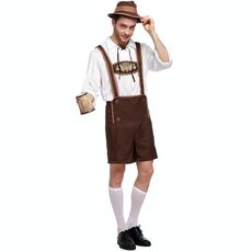Costume di Halloween Uomo Costume da birra Oktoberfest Abiti in stile Inghilterra Performance sul palco Abbigliamento Cosplay, Taglia: XXL, Busto: 126 cm, Giro vita: 106 cm, Lunghezza vestiti: 73 cm, Pantaloni lunghi: 52 cm