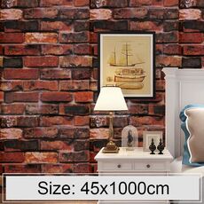American Red Brick Creativo 3D Stone Brick Decorazione Carta da parati Adesivi Camera da letto Soggiorno Parete Carta da parati impermeabile Rotolo, Dimensioni: 45 x 1000 cm
