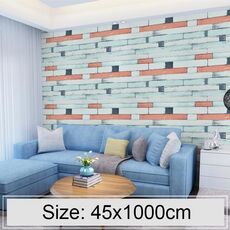 Legno Pietra Creativo 3D Pietra Mattoni Decorazione Carta da parati Adesivi Camera da letto Soggiorno Parete Carta da parati impermeabile Rotolo, Dimensioni: 45 x 1000 cm