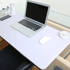 Tappetino per mouse multifunzionale in pelle PU su due lati, tappetino per tastiera, tappetino per scrivania, dimensioni: 120 x 60 cm (grigio argento)