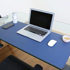 Tappetino per mouse multifunzione in pelle PU per uso aziendale Tappetino per tastiera Tappetino per scrivania per computer, dimensioni: 80 x 40 cm (blu zaffiro)