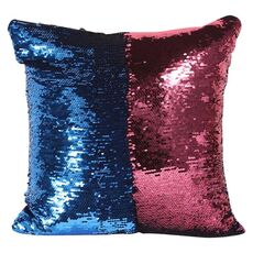 Fodera per cuscino con paillettes glitterate bicolore fai-da-te Federa reversibile con paillettes magiche che cambia colore, dimensioni: 40 * 40 cm (blu + rosso)
