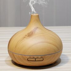 W350 14W 300ML umidificatore purificatore d'aria per aromaterapia a grana di legno con luce a LED per ufficio / casa (marrone)