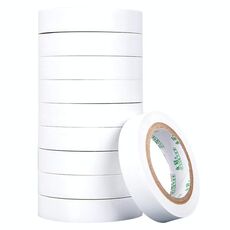 Nastro elettrico per elettricisti tara isolante in PVC impermeabile da 10 pezzi da 16 mm (bianco)
