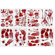 10 PC Decorazioni di Halloween Adesivi per finestre adesivi murali in PVC con stampa di sangue, dimensioni: 25 * 30 cm, consegna in stile casuale