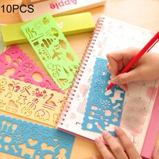 10 PCS Creative Candy Color Drawing Ruler Speed ​​Sketchpad Art Ruler Template, consegna a colori casuali