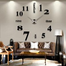 Orologio da parete creativo con specchio 3D fai da te, dimensioni: 120 * 120 cm (nero)