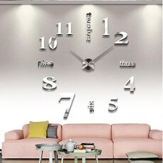 Orologio da parete creativo con specchio 3D fai da te, dimensioni: 120 * 120 cm (argento)