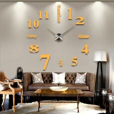 Orologio da parete creativo con specchio 3D fai da te, dimensioni: 120 * 120 cm (giallo)