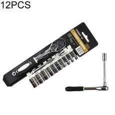 Set di chiavi a cricchetto con interfaccia da 12 pezzi 1/4 Set di strumenti hardware combinati per riparazioni auto
