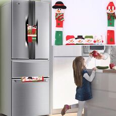 Set di copri maniglia per porta forno a microonde per frigorifero in stoffa stile natalizio 3 in 1, dimensioni: 23 * 14 cm