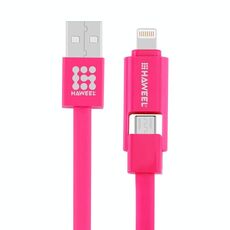 HAWEEL 2 in 1 Micro USB e cavo di ricarica per sincronizzazione dati da 8 pin a USB, HAWEEL 1 m 2 in 1 Micro USB e 8 Pin a USB Cavo di Ricarica per Sincronizzazione Dati (Magenta)