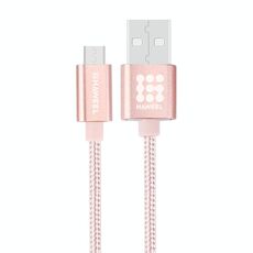 HAWEEL Cavo di ricarica dati da micro USB a USB ad alta corrente con testina in metallo da 1 m 3A, Per Samsung, Huawei, Xiaomi, LG, HTC e altri smartphone (oro rosa)