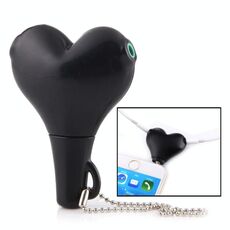 1 maschio a 2 femmine Jack da 3,5 mm Adattatore per splitter audio video auricolare multifunzione a forma di cuore con portachiavi per iPhone, iPad, iPod, Samsung, Xiaomi, HTC e altri prodotti digitali elettronici con interfaccia audio da 3,5 mm (nero)