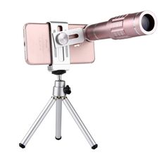 Universal 18x Lente di ingrandimento Lens Telefono cellulare 3 in 1 Telescopio + Tripod Mount + Clip per cellulare (oro rosa)