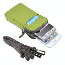 Marsupio sportivo / borsa a tracolla a doppio strato con struttura a quadri multi-funzione universale per iPhone X e 7 e 7 Plus / Galaxy S9 + / S8 + / Note 8 / Sony Xperia Z5 / Huawei Mate 8, dimensioni: 16,5 x 9,0 x 3,0 cm (verde )