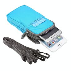 Marsupio sportivo / borsa a tracolla a doppio strato con struttura a quadri multi-funzione universale per iPhone X e 7 e 7 Plus / Galaxy S9 + / S8 + / Note 8 / Sony Xperia Z5 / Huawei Mate 8, dimensioni: 16,5 x 9,0 x 3,0 cm (blu )