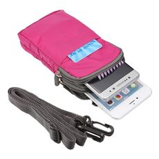 Marsupio sportivo / borsa a tracolla a doppio strato con struttura scozzese multifunzione universale per iPhone X e 7 e 7 Plus / Galaxy S9 + / S8 + / Note 8 / Sony Xperia Z5 / Huawei Mate 8, dimensioni: 16,5 x 9,0 x 3,0 cm (magenta )