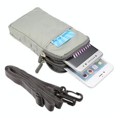 Marsupio sportivo / borsa a tracolla a doppio strato con struttura a quadri multi-funzione universale per iPhone X e 7 e 7 Plus / Galaxy S9 + / S8 + / Note 8 / Sony Xperia Z5 / Huawei Mate 8, dimensioni: 16,5 x 9,0 x 3,0 cm (argento )