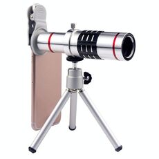 Teleobiettivo con teleobiettivo zoom universale 18X con attacco per treppiede e clip per cellulare, Per iPhone, Galaxy, Huawei, Xiaomi, LG, HTC e altri smartphone (argento)