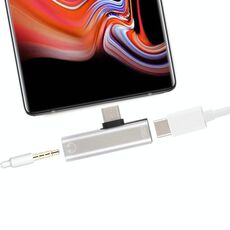 Adattatore per ascolto con presa jack da 3,5 mm 2 in 1 da USB-C / tipo C maschio a USB-C / tipo C femmina (argento)