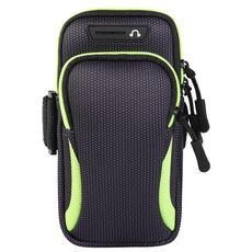 Custodia per cellulare multifunzionale universale con cerniera a doppio strato sportivo con foro per auricolari per smartphone da 6,6 pollici o inferiori (verde)