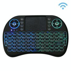 Tastiera QWERTY wireless Mini i8 da 2,4 GHz con retroilluminazione colorata, touchpad e controllo multimediale per PC, Android TV BOX, lettore X-BOX, smartphone (nero)