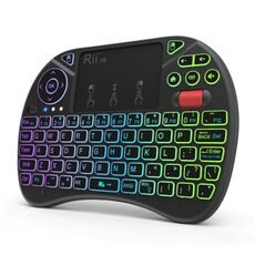 Rii X8 RT716 Mini QWERTY wireless da 2,4 GHz con 71 tasti, Combo touchpad da 2,5 pollici con retroilluminazione (nero)