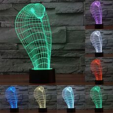 Luce LED di controllo dell'interruttore tattile 3D Cobra Style, 7 Lampada da scrivania con lampada da tavolo stereo visiva creativa con decolorazione a colori