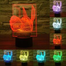 Luce LED di controllo dell'interruttore tattile 3D a forma di asino, 7 Lampada da scrivania con lampada da tavolo stereo visiva creativa con decolorazione a colori