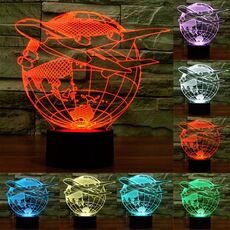 Vola fuori dalla luce LED di controllo dell'interruttore tattile 3D in stile asiatico, 7 Lampada da scrivania con lampada da scrivania a decolorazione visiva creativa