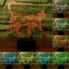 Luce LED di controllo dell'interruttore tattile 3D a forma di gatto che cammina, 7 Lampada da scrivania con lampada da scrivania a decolorazione visiva creativa