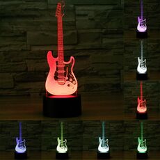 Luce LED di controllo dell'interruttore tattile 3D a forma di chitarra elettrica, 7 Lampada da scrivania con lampada da scrivania a decolorazione visiva creativa