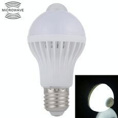 Lampadina LED con sensore di movimento a infrarossi E27 5W 12 LED SMD 5730 300LM, distanza sensore: 4-6 m, CA 220 V (luce bianca)