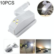 10 PCS 0.3W Cerniera interna universale LED Lampada sensore Armadio 3 LED Luce notturna Lampadina ON / OFF automatica (luce bianca)