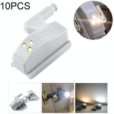 10 PCS 0.3W Cerniera interna universale LED Lampada sensore Armadio 3 LED Luce notturna Lampadina ON / OFF automatica (bianco caldo)