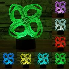 Luce LED di controllo dell'interruttore di tocco 3D di stile astratto a quattro cerchi, 7 Lampada da scrivania con lampada da tavolo stereo visiva creativa con decolorazione a colori