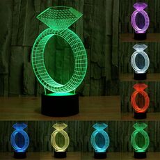 LED di controllo dell'interruttore a sfioramento 3D in stile Diamond Ring, 7 Lampada da scrivania con lampada da tavolo stereo visiva creativa con decolorazione a colori