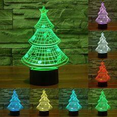 Luce LED di controllo dell'interruttore tattile 3D in stile albero di Natale, 7 Lampada da scrivania con lampada da scrivania a decolorazione visiva creativa